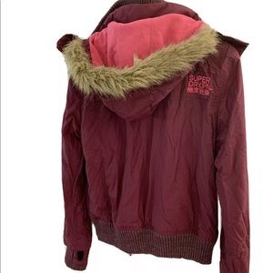 Womens Superdry Jacket Large Burgundy 